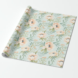 Cadeau Papier d'enveloppement floral à fleurs de la pêche