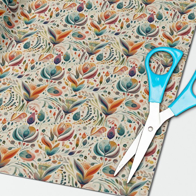 Cadeau Papier d'enveloppement floral Boho moderne (Close up view of this beautiful wrapping paper from Night and Day Designs.)