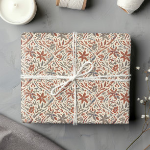 Cadeau Papier d'enveloppement floral d'automne Damas mode