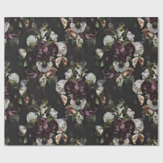 Cadeau Papier d'enveloppement floral foncé