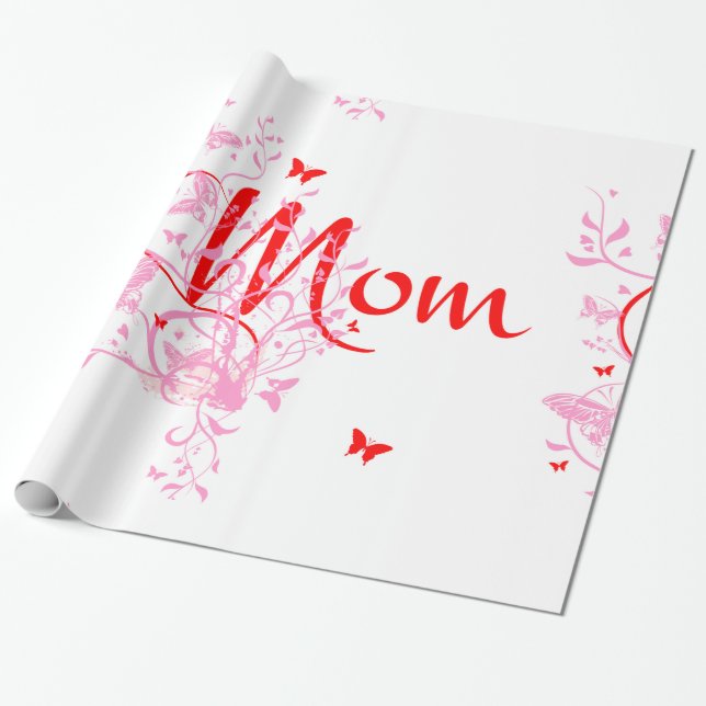 Cadeau Papier d'enveloppement Floral Maman (Déroulé)