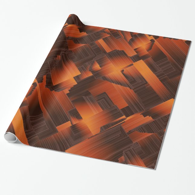 Cadeau Papier d'enveloppement Fractal Orange Brûlé (Déroulé)
