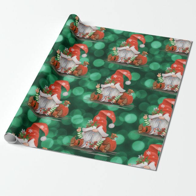 Cadeau Papier d'enveloppement Gnome de Noël mignon (Déroulé)