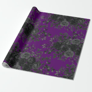 Cadeau Papier d'enveloppement gothique Rose violet et noi