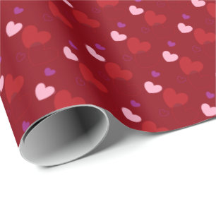 Cadeau Papier d'enveloppement HAMbyWG - Coeurs rouges vio
