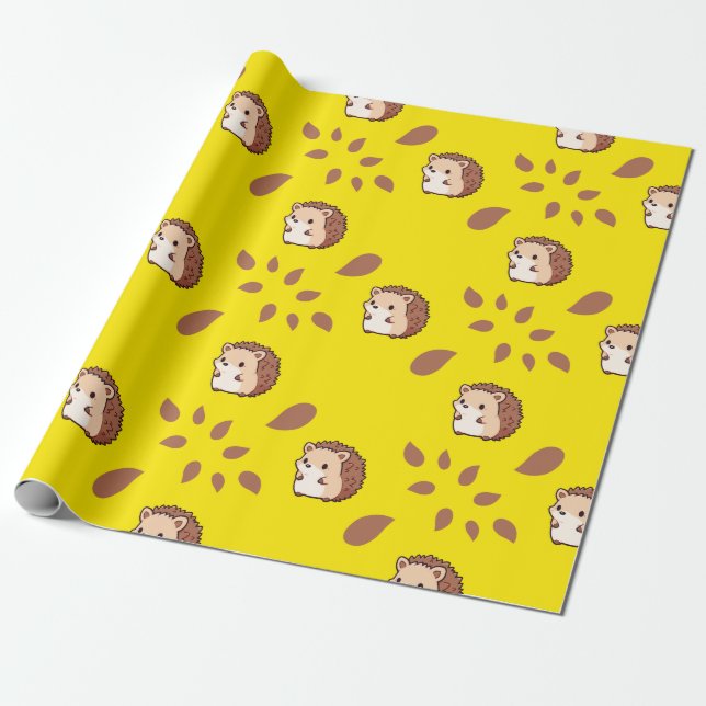 Cadeau Papier d'enveloppement jaune transparent : Hérisso (Déroulé)
