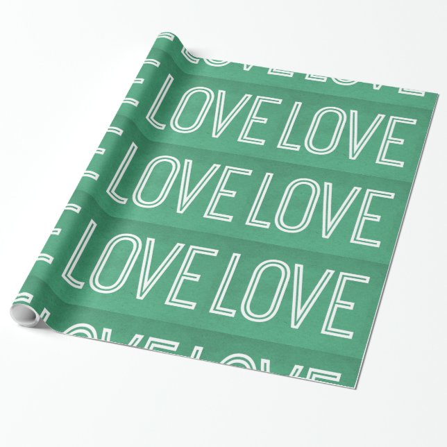 Cadeau Papier d'enveloppement Kraft Love, vert (Déroulé)