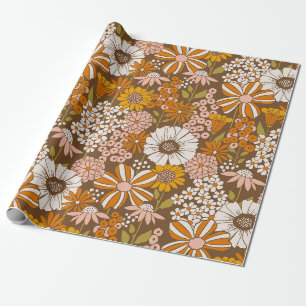 Cadeau Papier d'enveloppement les années 70 floral rétr