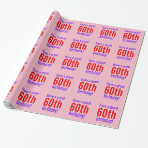 Cadeau Papier d'enveloppement minimal, rose, 60e annivers