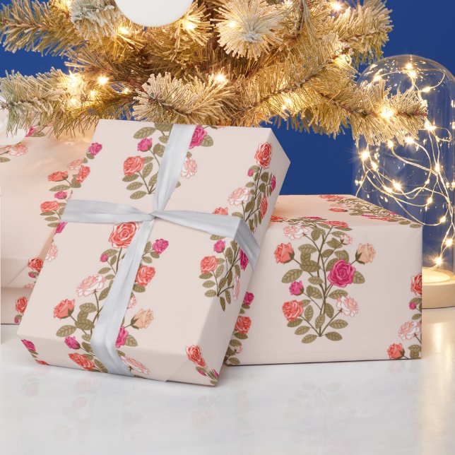 Cadeau Papier d'enveloppement moderne à la mode florale (Vacances)