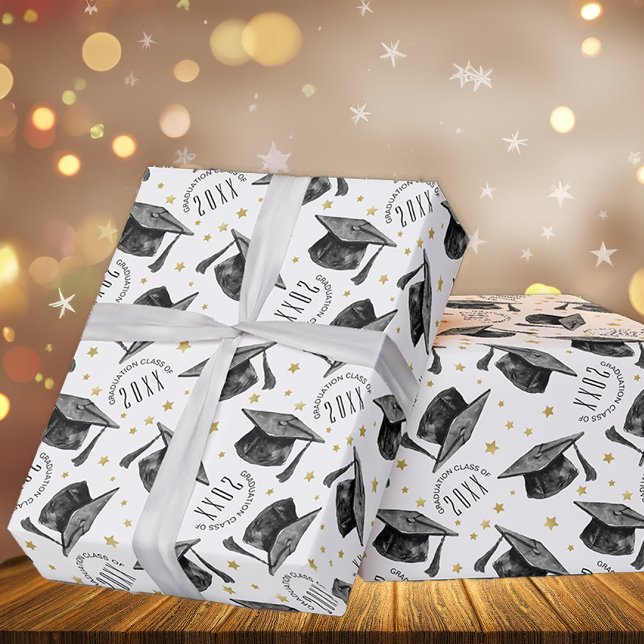 Cadeau Papier d'enveloppement moderne noir et blanc (Graduation Gift Wrap)