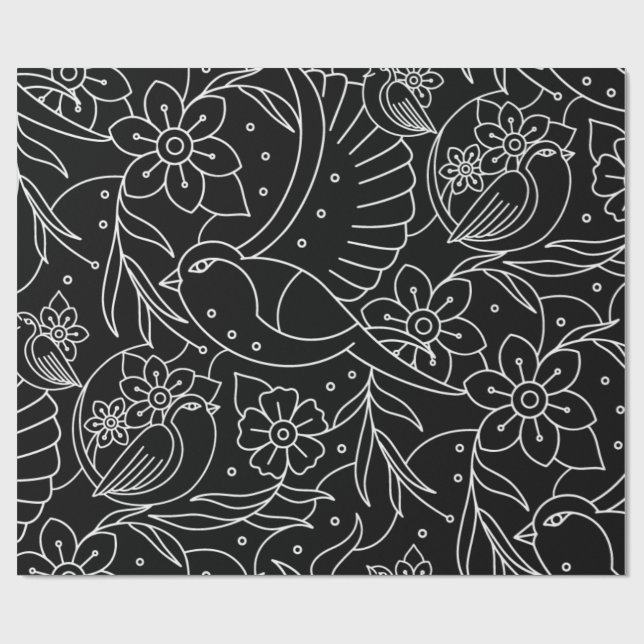 Cadeau Papier d'enveloppement monochrome pour oiseaux et  (Plat)