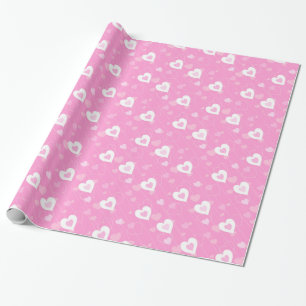 Cadeau Papier d'enveloppement Motif aux Coeurs rose et bl