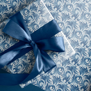 Cadeau Papier d'enveloppement Motif blanc et bleu