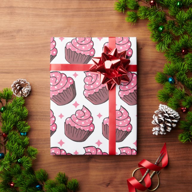 Cadeau Papier d'enveloppement Motif Cupcake (Cadeau de vacances)