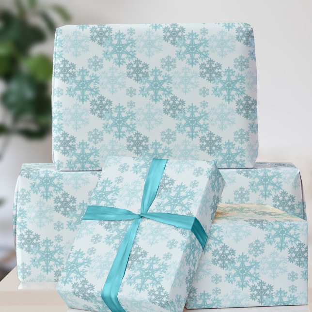 Cadeau Papier d'enveloppement Motif de flocon de neige tu (A teal snowflake pattern on this gift wrap. Perfect for the Holiday Season)