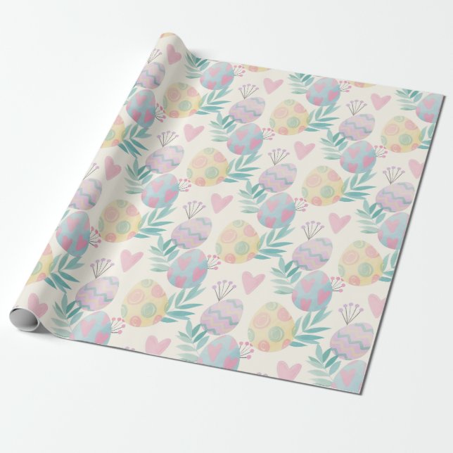 Cadeau Papier d'enveloppement Motif de Pâques mignon (Déroulé)
