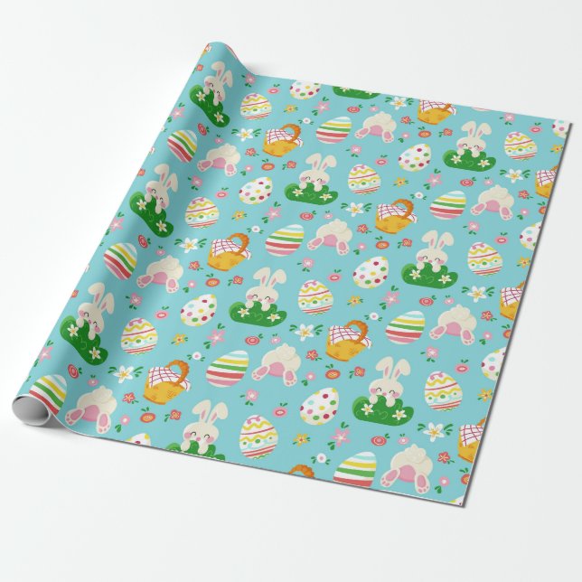 Cadeau Papier d'enveloppement Motif de Pâques mignon (Déroulé)