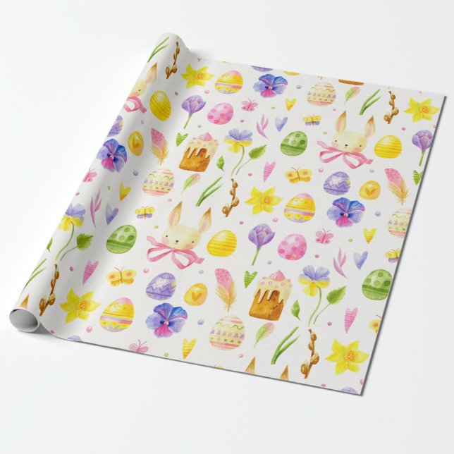 Cadeau Papier d'enveloppement Motif de Pâques mignon (Déroulé)