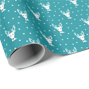 Cadeau Papier d'enveloppement motif de rennes d'hiver