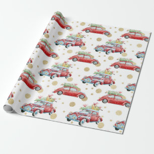 Cadeau Papier d'enveloppement Motif de voitures de Noël