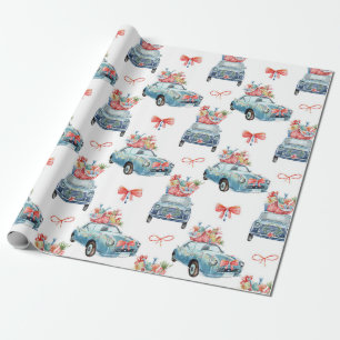 Cadeau Papier d'enveloppement Motif de voitures de Noël