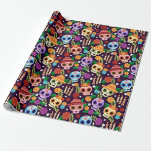Cadeau Papier d'enveloppement Motif Dia de los Muertos