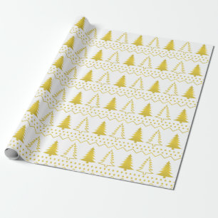 Cadeau Papier d'enveloppement Motif Gold Christmas Tree