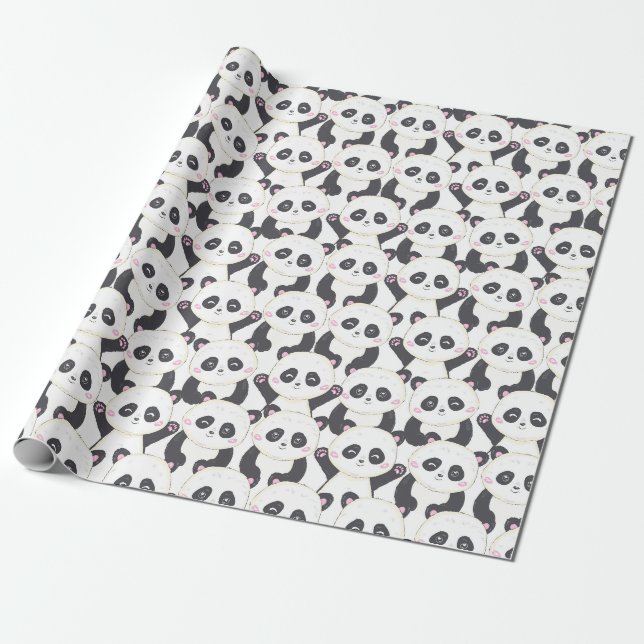 Cadeau Papier d'enveloppement Motif Panda (Déroulé)