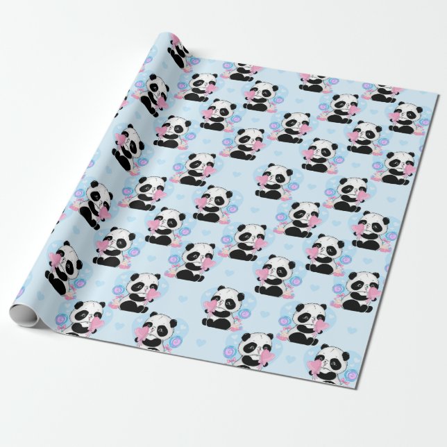 Cadeau Papier d'enveloppement Motif Panda (Déroulé)