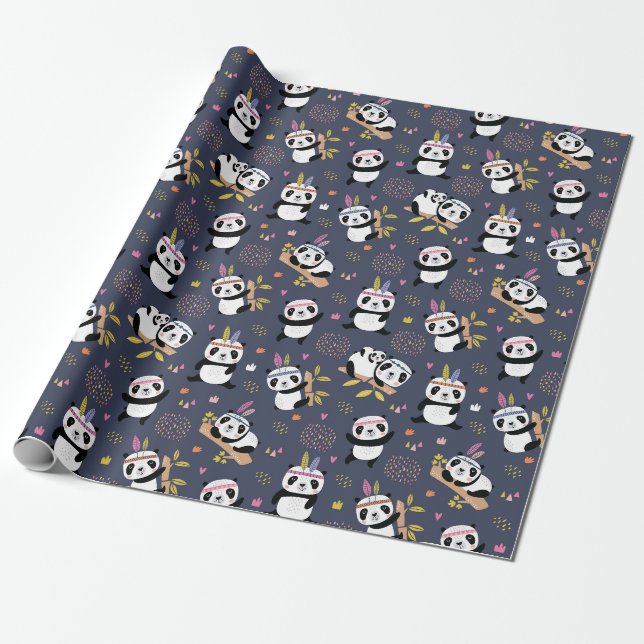 Cadeau Papier d'enveloppement Motif Panda (Déroulé)