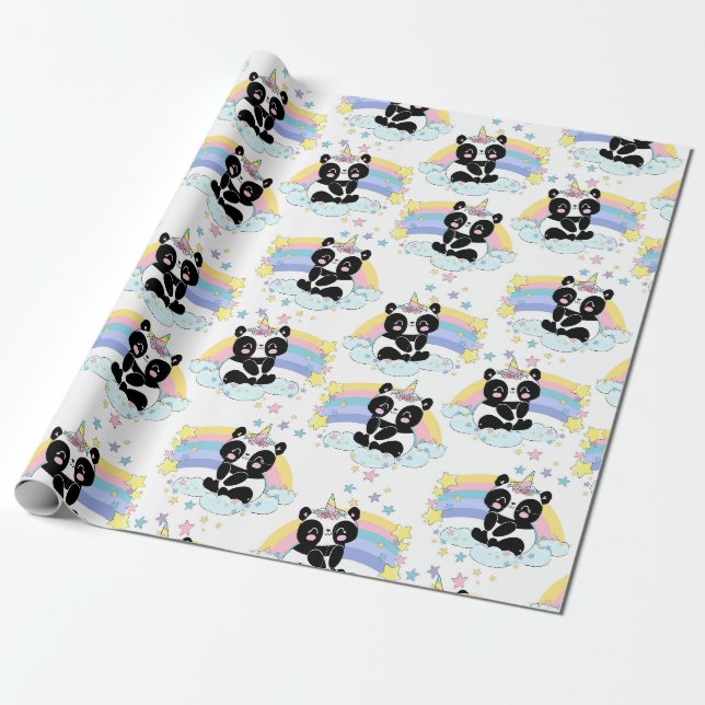 Cadeau Papier d'enveloppement Motif Panda (Déroulé)