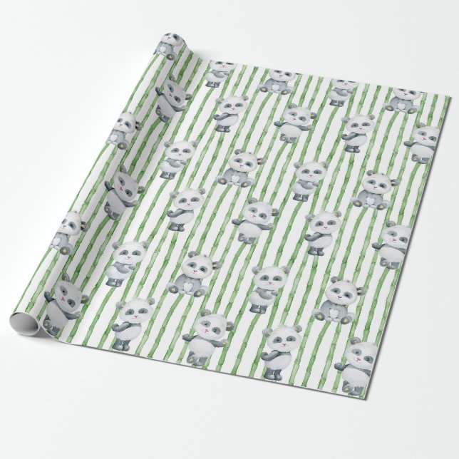 Cadeau Papier d'enveloppement Motif Panda (Déroulé)