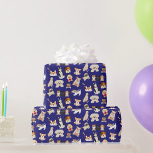 Cadeau Papier d'enveloppement Motif pour chiens bleus ado