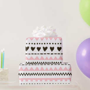 Cadeau Papier d'enveloppement Motif rose blanc