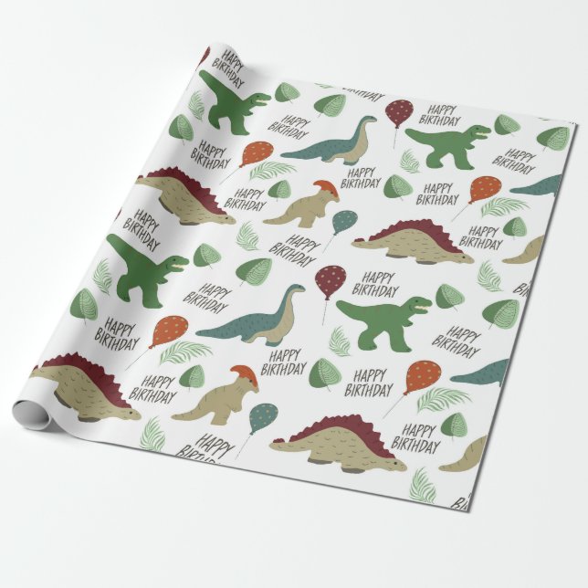 Cadeau Papier d'enveloppement Neutre Dinosaure (Déroulé)