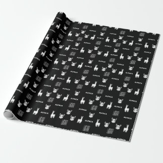 Cadeau Papier d'enveloppement noir et blanc Alpaca par Wi