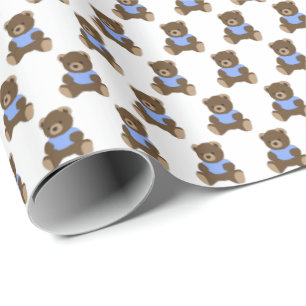 Cadeau Papier d'enveloppement Nounours bleu