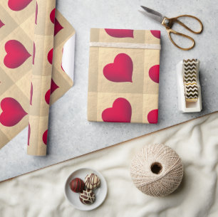 Cadeau Papier d'enveloppement or Rose simple Red Heart