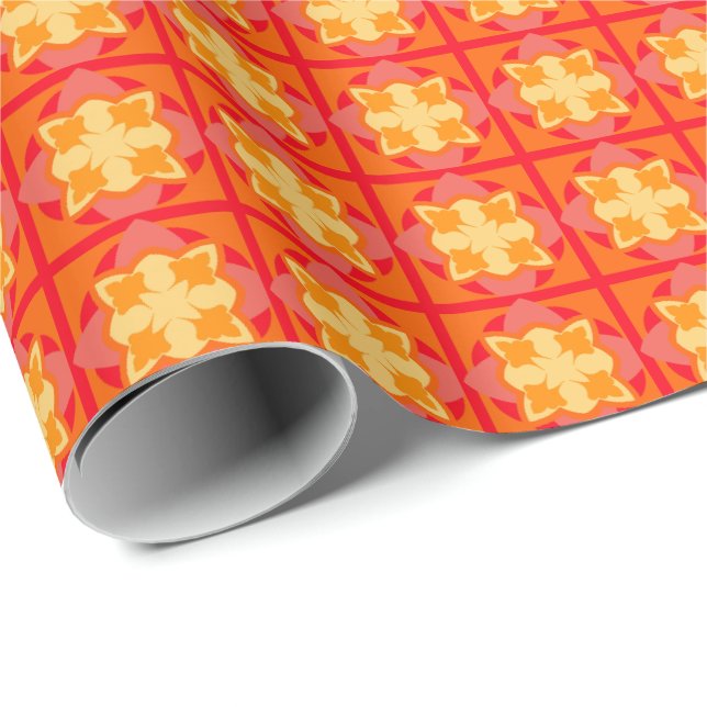Cadeau Papier d'enveloppement orange sanguin (Coin rond)