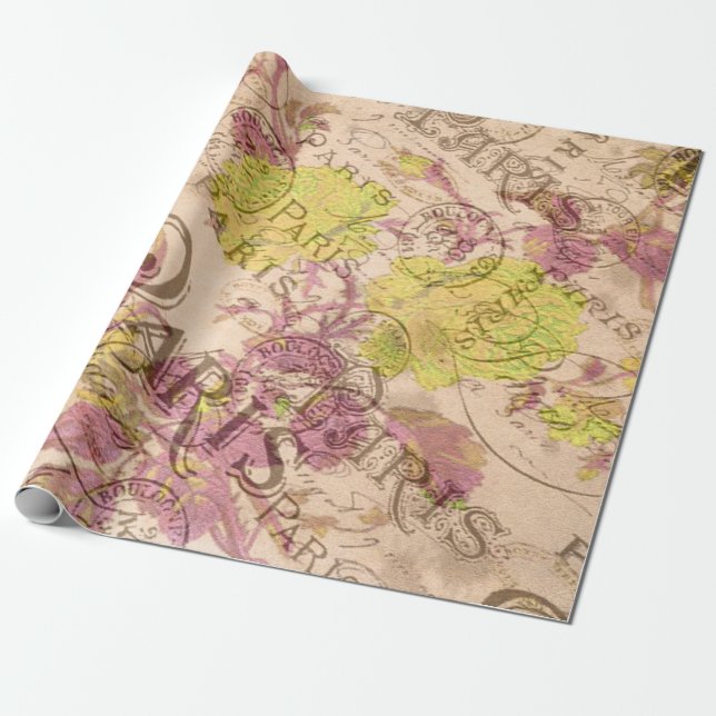 Cadeau Papier d'enveloppement Paris vintage (Déroulé)