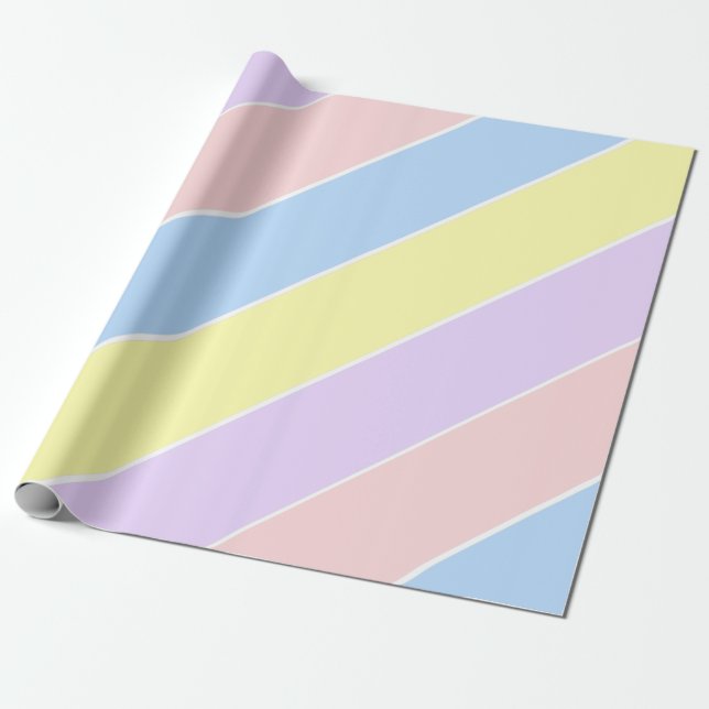 Cadeau Papier d'enveloppement Pastel Spring Stripes (Déroulé)