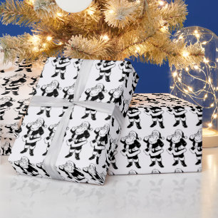 Cadeau Papier d'enveloppement Père Noël de Noël noir et b