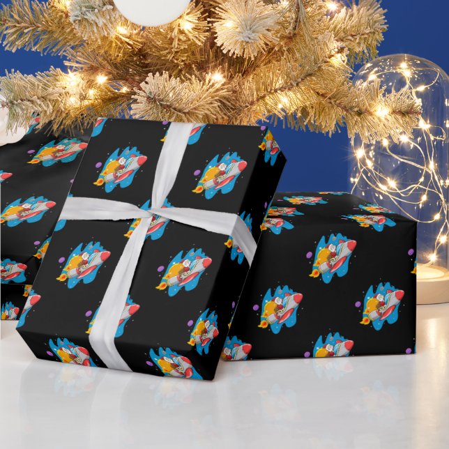 Cadeau Papier d'enveloppement Père Noël Space (Vacances)