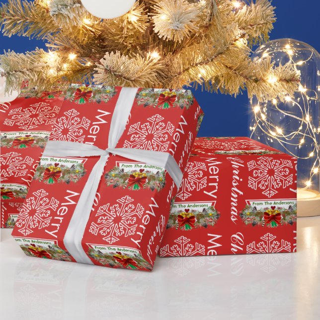 Cadeau Papier d'enveloppement personnalisé de flocon de n (Vacances)