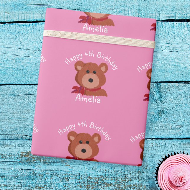 Cadeau Papier d'enveloppement personnalisé de l'ours en p (Créateur téléchargé)