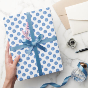 Cadeau Papier d'enveloppement Pois à aquarelle bleue