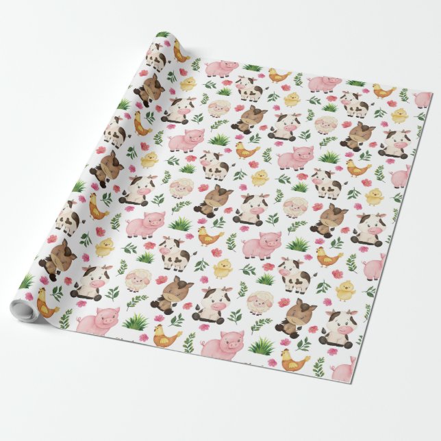 Cadeau Papier d'enveloppement pour animaux de ferme migno (Déroulé)