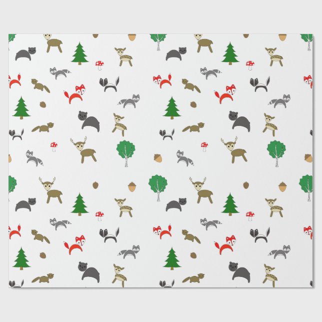 Cadeau Papier d'enveloppement pour animaux de la forêt de (Plat)