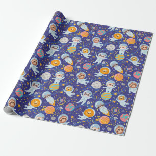 Cadeau Papier d'enveloppement pour animaux spatiaux